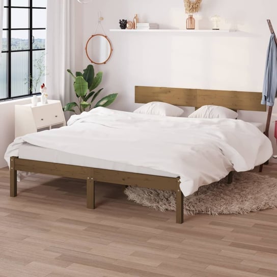 vidaXL Rama łóżka, miodowy brąz, lite drewno sosnowe, 140x190 cm vidaXL