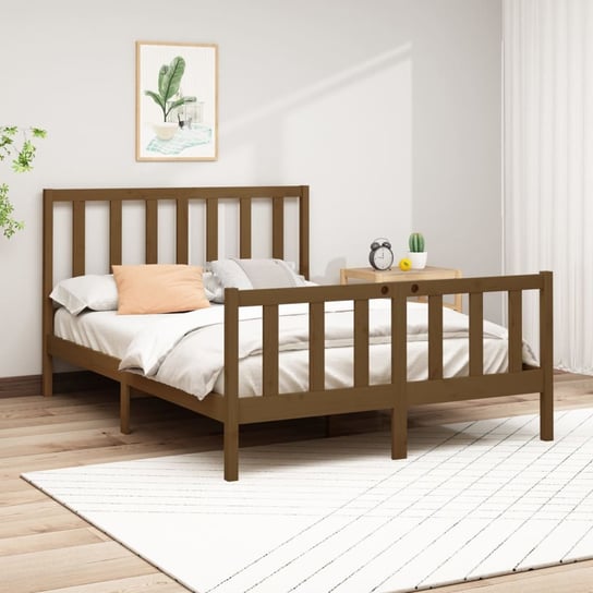 vidaXL Rama łóżka, miodowy brąz, lite drewno sosnowe, 140x200 cm vidaXL