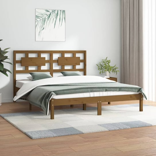 vidaXL Rama łóżka, miodowy brąz, lite drewno sosnowe, 150x200 cm vidaXL