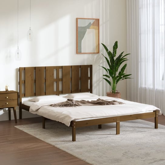 vidaXL Rama łóżka, miodowy brąz, lite drewno sosnowe, 160 x 200 cm vidaXL