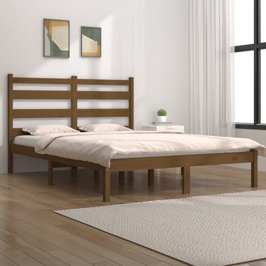 vidaXL Rama łóżka, miodowy brąz, lite drewno sosnowe, 200 x 200 cm vidaXL