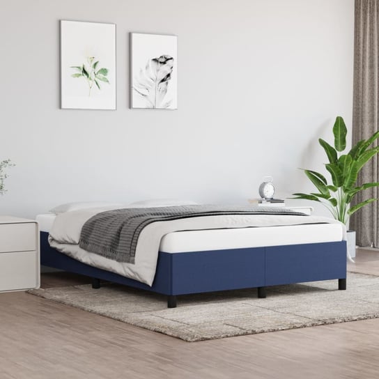 vidaXL Rama łóżka, niebieska, 140 x 200 cm, obita tkaniną vidaXL