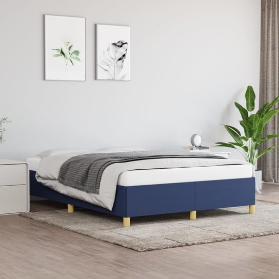 vidaXL Rama łóżka, niebieska, 140x190 cm, obita tkaniną vidaXL