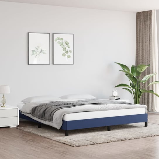 vidaXL Rama łóżka, niebieska, 160 x 200 cm, obita tkaniną vidaXL