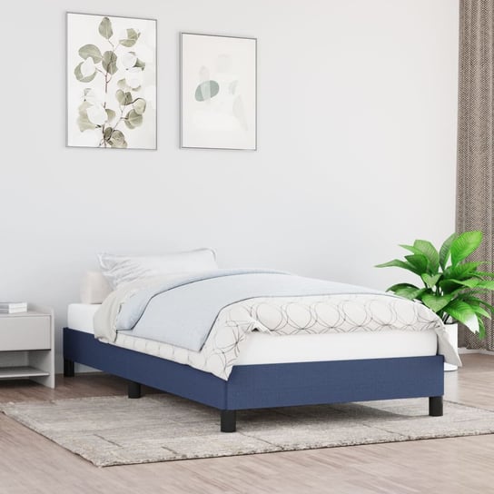 vidaXL Rama łóżka, niebieska, 90 x 200 cm, tapicerowana tkaniną vidaXL