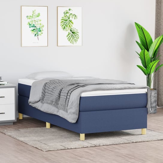 vidaXL Rama łóżka, niebieska, 90 x 200 cm, tapicerowana tkaniną vidaXL
