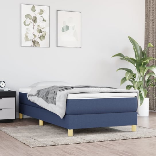 vidaXL Rama łóżka, niebieska, 90x190 cm, tapicerowana tkaniną vidaXL