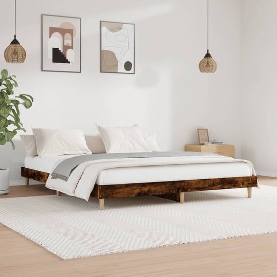 vidaXL Rama łóżka, przydymiony dąb, 120x200cm, materiał drewnopochodny vidaXL