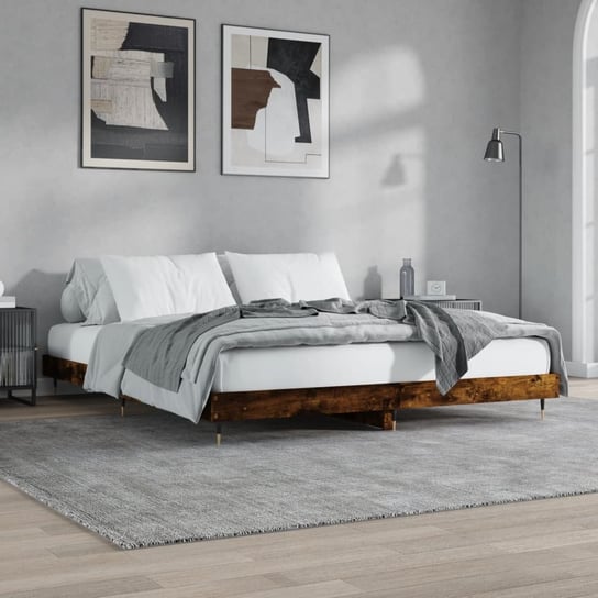 vidaXL Rama łóżka, przydymiony dąb, 160x200cm, materiał drewnopochodny vidaXL