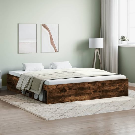 vidaXL Rama łóżka, przydymiony dąb, 180x200 cm, super king size vidaXL