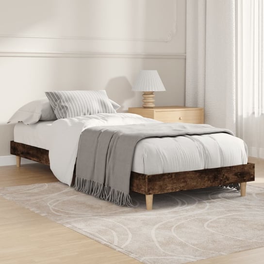 vidaXL Rama łóżka, przydymiony dąb, 75x190 cm, materiał drewnopochodny vidaXL