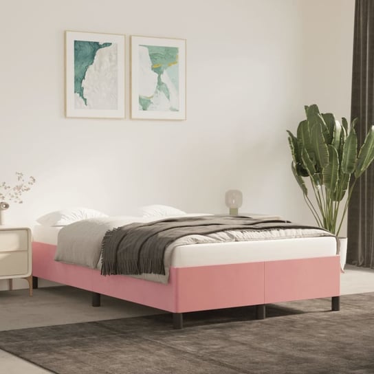 vidaXL Rama łóżka, różowa, 120 x 200 cm, tapicerowana aksamitem vidaXL