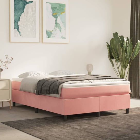 vidaXL Rama łóżka, różowa, 140 x 200 cm, tapicerowana aksamitem vidaXL