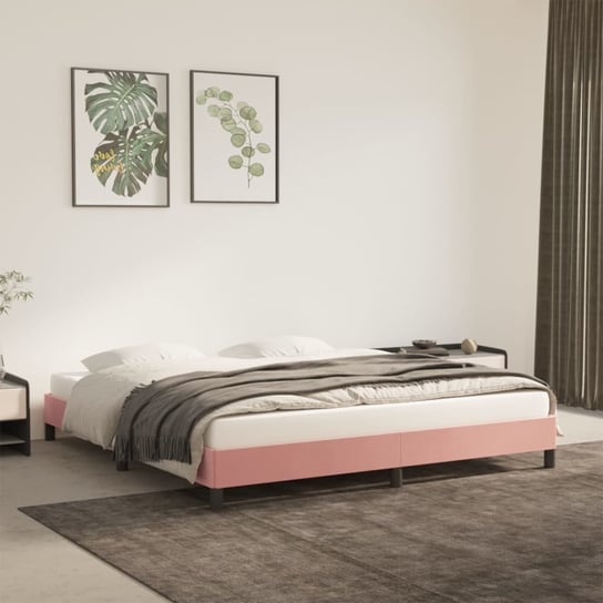 vidaXL Rama łóżka, różowa, 160 x 200 cm, tapicerowana aksamitem vidaXL