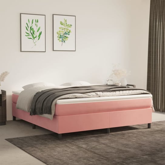 vidaXL Rama łóżka, różowa, 160 x 200 cm, tapicerowana aksamitem vidaXL
