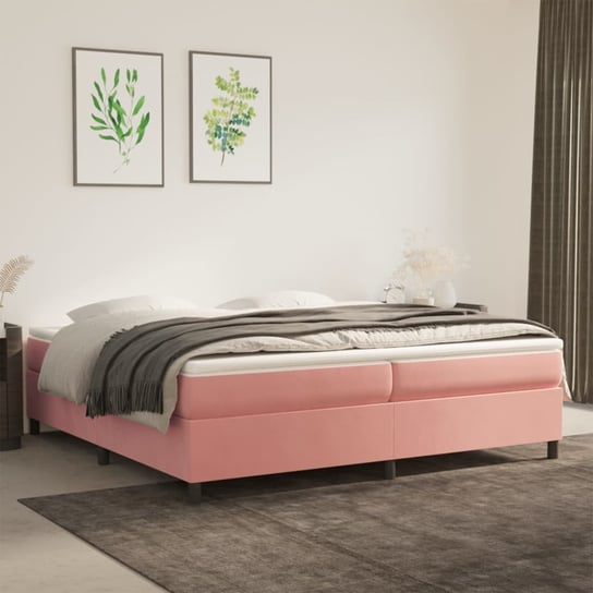 vidaXL Rama łóżka, różowa, 200x200 cm, tapicerowana aksamitem vidaXL