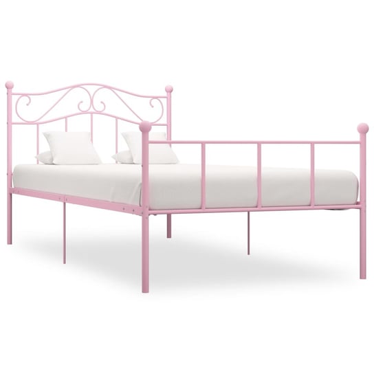 vidaXL Rama łóżka, różowa, metalowa, 100 x 200 cm vidaXL