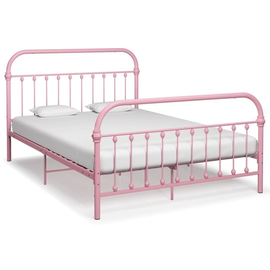 vidaXL Rama łóżka, różowa, metalowa, 120 x 200 cm vidaXL