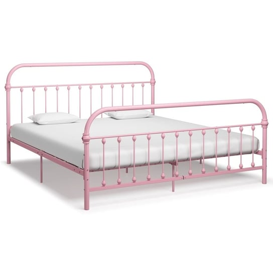 vidaXL Rama łóżka, różowa, metalowa, 180 x 200 cm vidaXL
