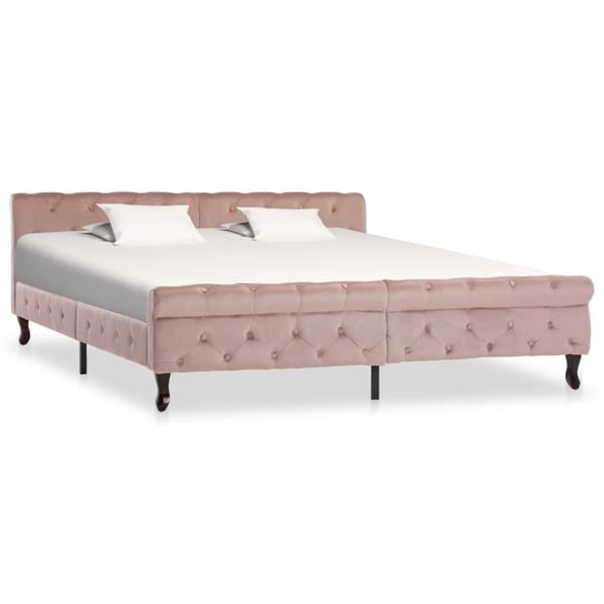 vidaXL Rama łóżka, różowa, tapicerowana aksamitem, 180 x 200 cm vidaXL