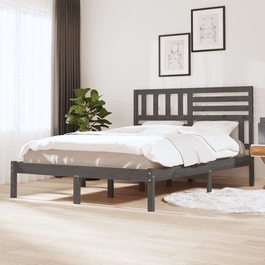 vidaXL Rama łóżka, szara, 120x190 cm, lite drewno sosnowe vidaXL