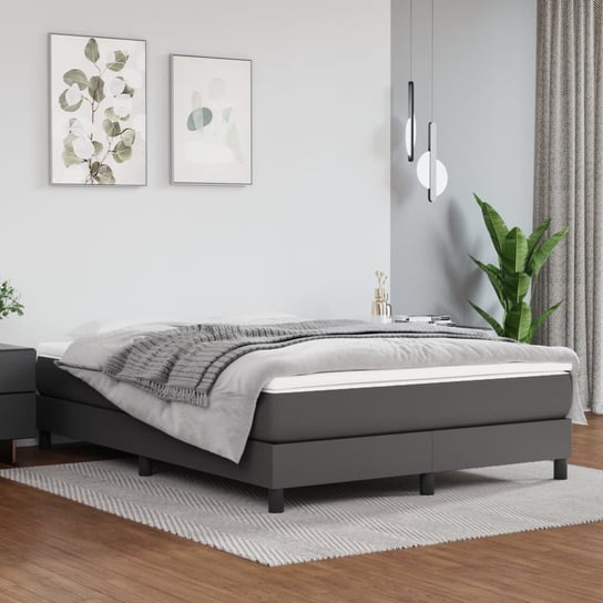 vidaXL Rama łóżka, szara, 140x200 cm, sztuczna skóra vidaXL