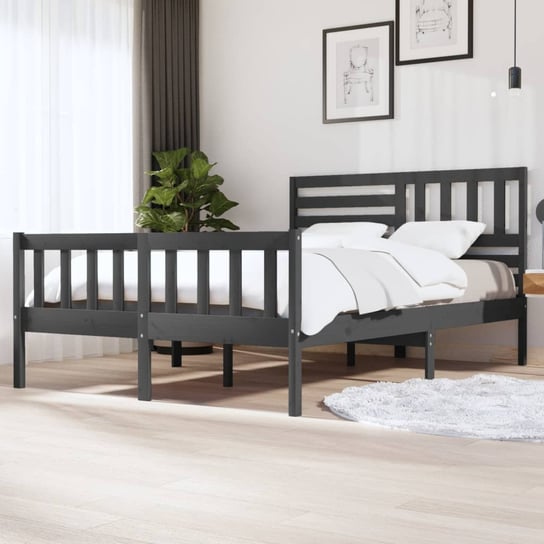 vidaXL Rama łóżka, szara, 150x200 cm, lite drewno vidaXL