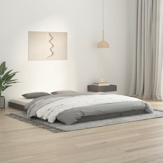 vidaXL Rama łóżka, szara, 150x200 cm, lite drewno sosnowe vidaXL