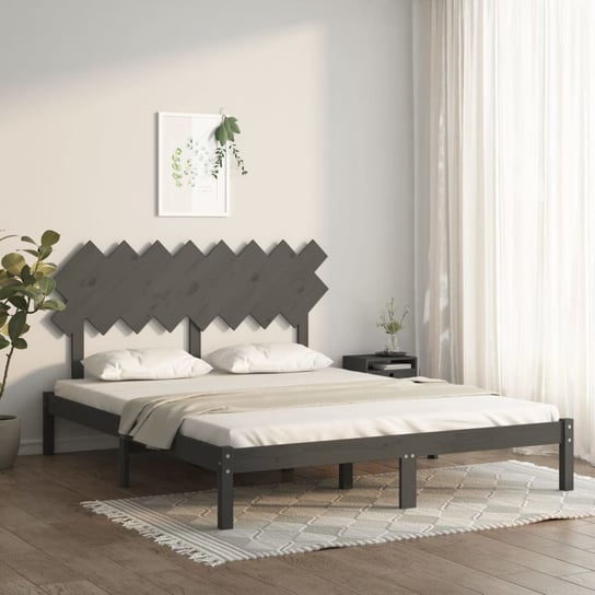 vidaXL Rama łóżka, szara, 160 x 200 cm, lite drewno vidaXL