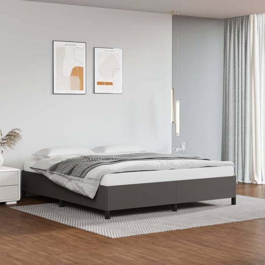 vidaXL Rama łóżka, szara, 160x200 cm, obite sztuczną skórą vidaXL