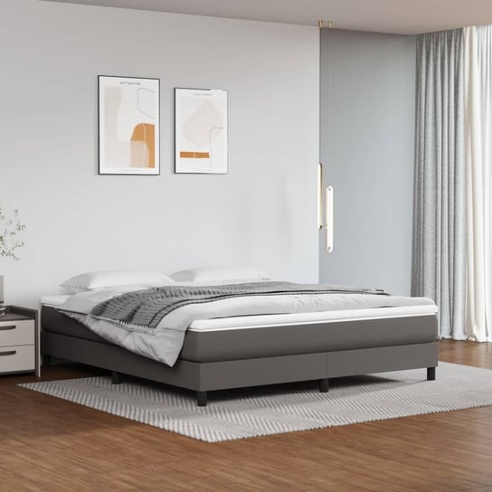 vidaXL Rama łóżka, szara, 160x200 cm, sztuczna skóra vidaXL