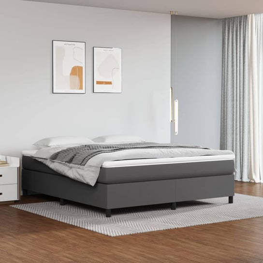 vidaXL Rama łóżka, szara, 160x200 cm, sztuczna skóra vidaXL