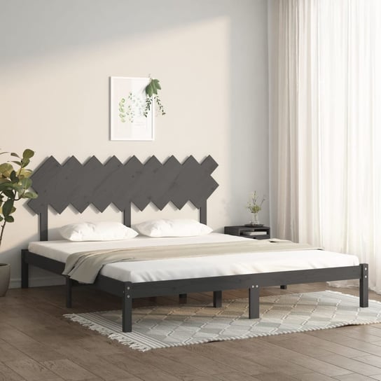 vidaXL Rama łóżka, szara, 180x200 cm, lite drewno vidaXL