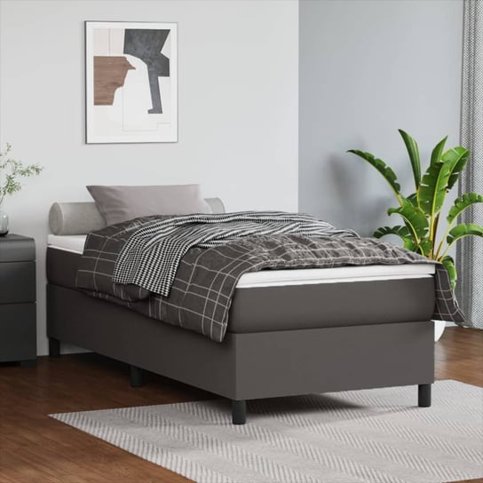 vidaXL Rama łóżka, szara, 90x190 cm, sztuczna skóra vidaXL
