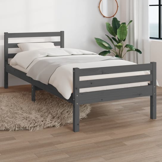 vidaXL Rama łóżka, szara, lite drewno, 100 x 200 cm vidaXL