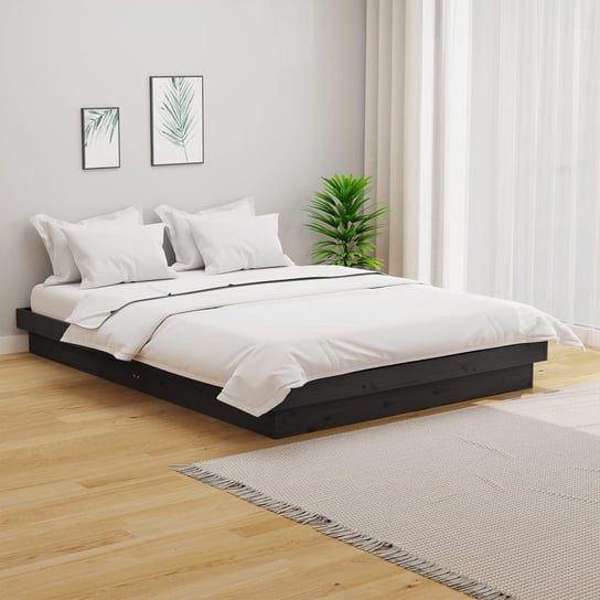 vidaXL Rama łóżka, szara, lite drewno, 120x190 cm, podwójna vidaXL