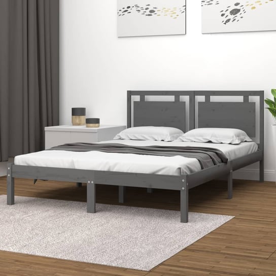 vidaXL Rama łóżka, szara, lite drewno, 120x200 cm vidaXL