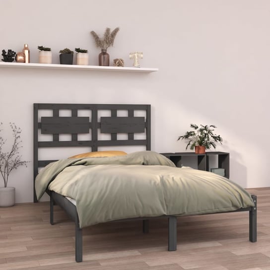 vidaXL Rama łóżka, szara, lite drewno, 140x200 cm vidaXL