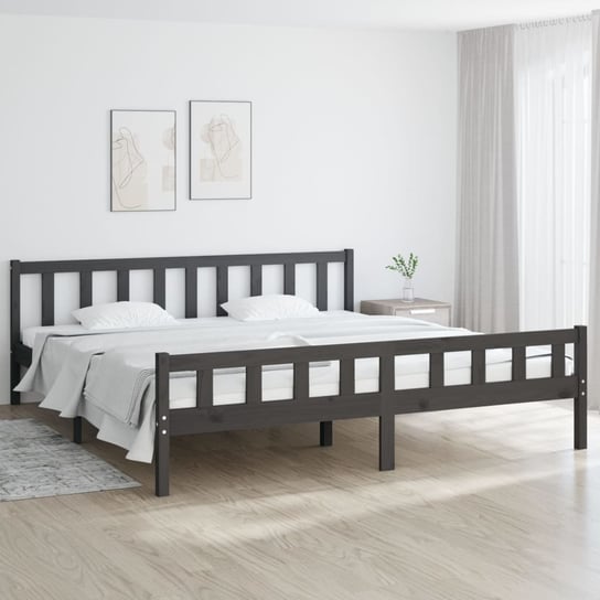 vidaXL Rama łóżka, szara, lite drewno, 180x200 cm vidaXL