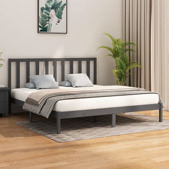 vidaXL Rama łóżka, szara, lite drewno, 200 x 200 cm vidaXL