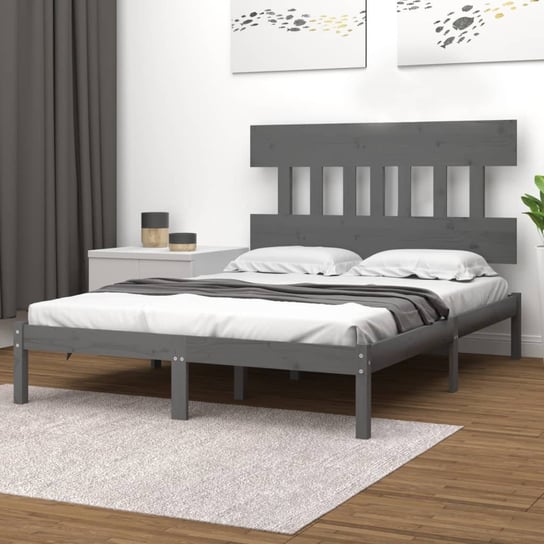 vidaXL Rama łóżka, szara, lite drewno, 200 x 200 cm vidaXL