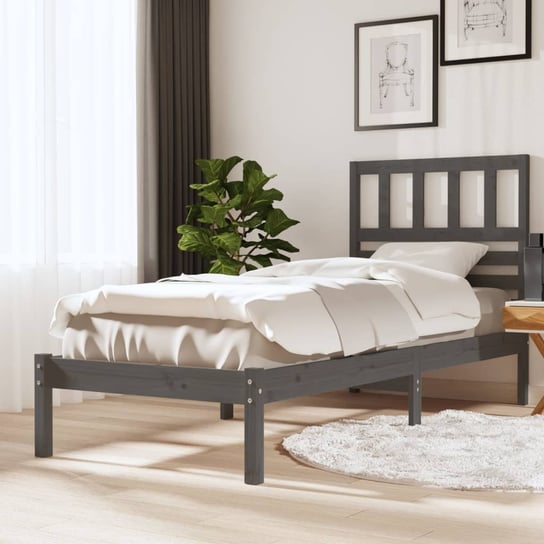vidaXL Rama łóżka, szara, lite drewno sosnowe, 100 x 200 cm vidaXL