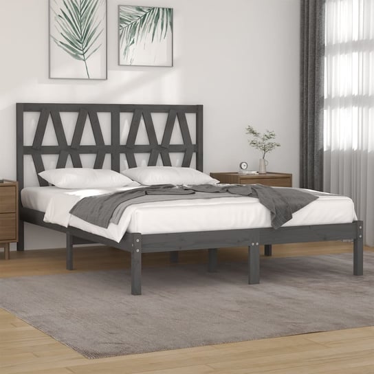 vidaXL Rama łóżka, szara, lite drewno sosnowe, 120 x 200 cm vidaXL