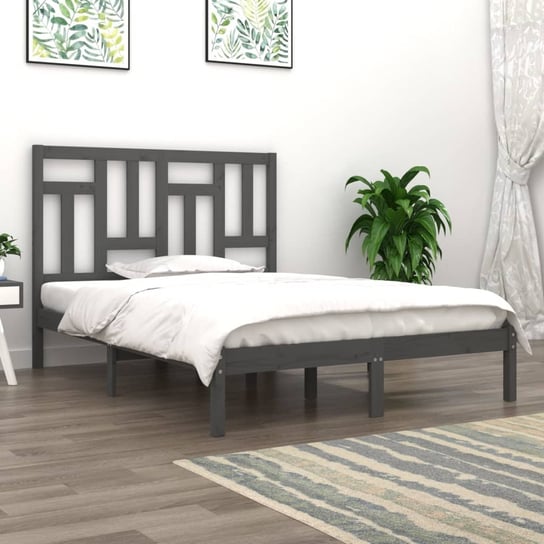 vidaXL Rama łóżka, szara, lite drewno sosnowe, 150x200 cm vidaXL