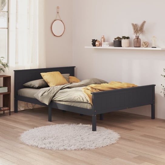 vidaXL Rama łóżka, szara, lite drewno sosnowe, 160 x 200 cm vidaXL