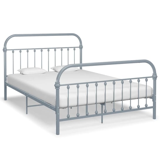 vidaXL Rama łóżka, szara, metalowa, 140 x 200 cm vidaXL
