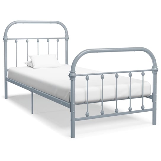 vidaXL Rama łóżka, szara, metalowa, 90 x 200 cm vidaXL