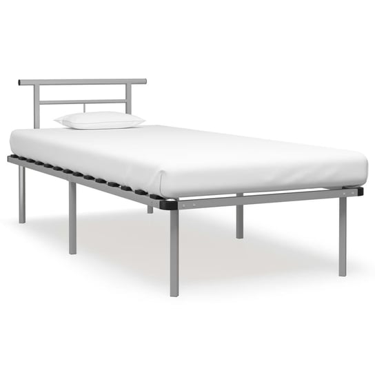 vidaXL Rama łóżka, szara, metalowa, 90 x 200 cm vidaXL