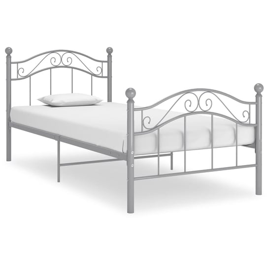 vidaXL Rama łóżka, szara, metalowa, 90x200 cm vidaXL