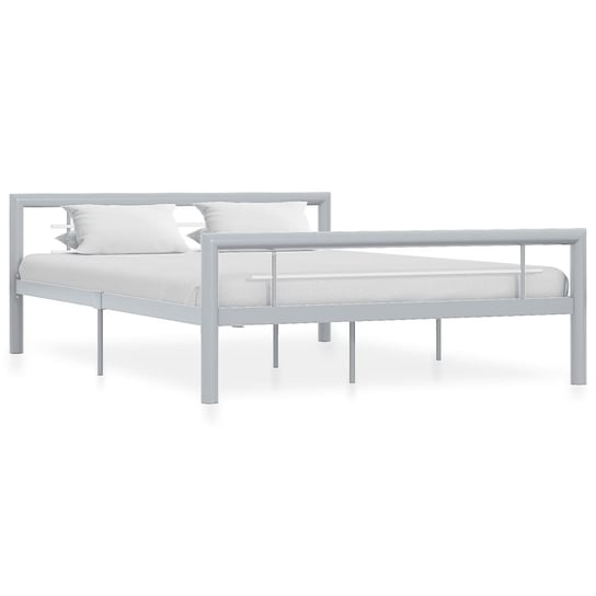 vidaXL Rama łóżka, szaro-biała metalowa, 160 x 200 cm vidaXL